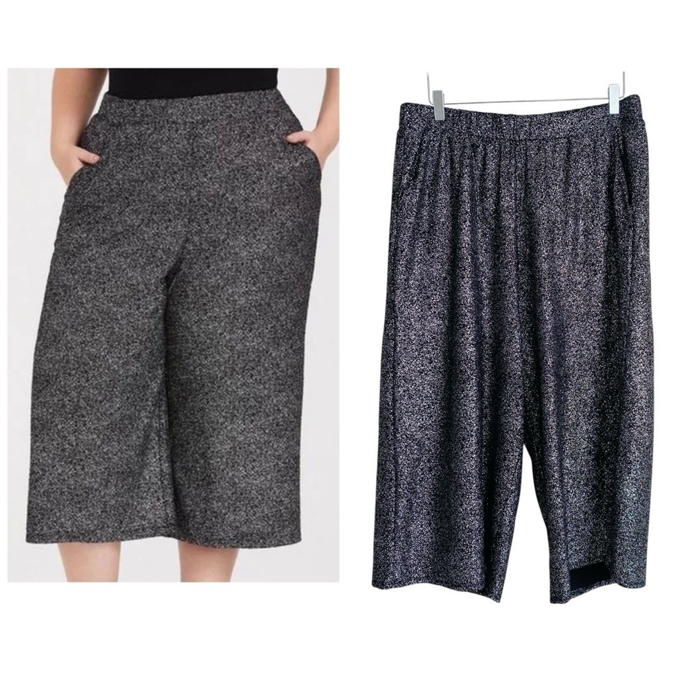 Torrid Black/Silver Shimmer Culottes Size 1X